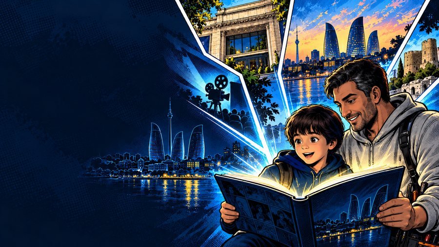 Farid və Kəmal işıq saçan komiks kitabını oxuyur